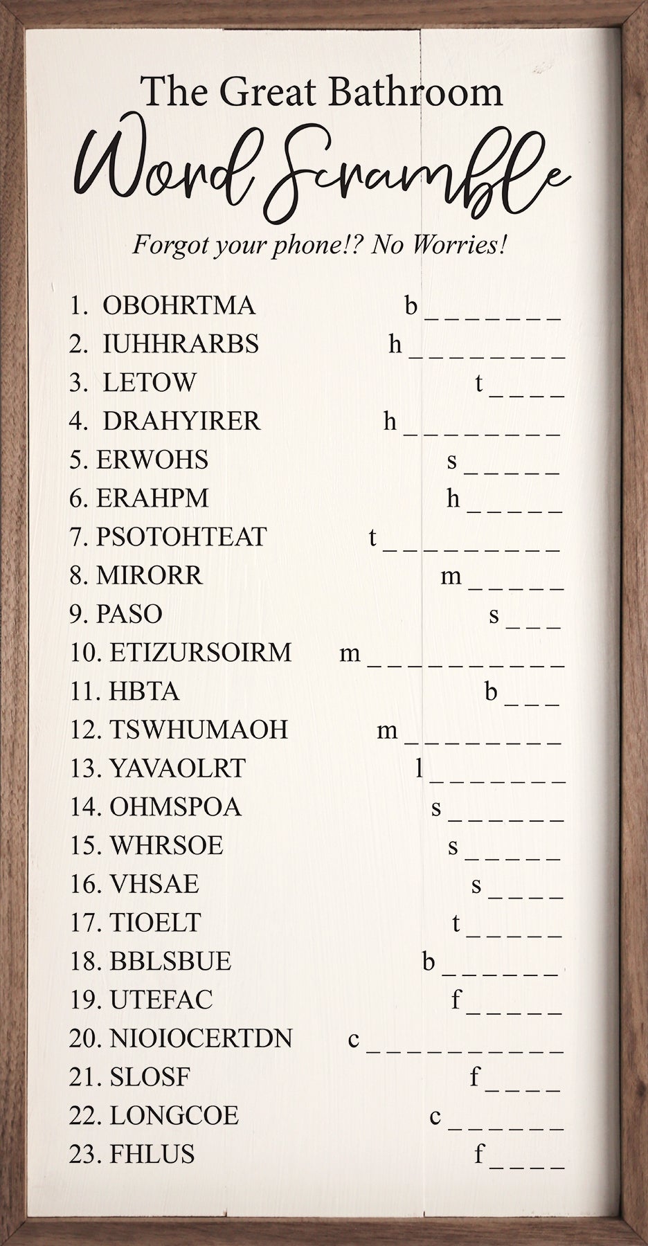 The Great Bathroom Word Scramble White bathroom Kendrick Home